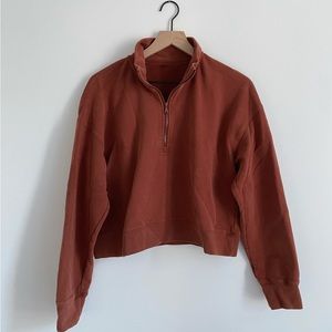 cropped quarter zip sweatshirt